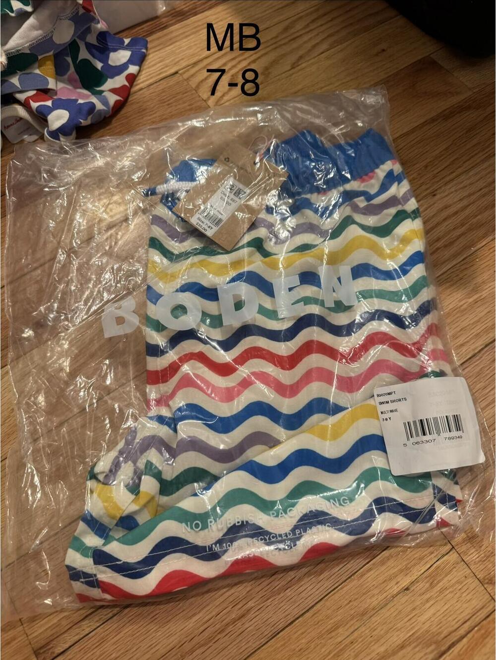 Boden Kids' Striped Swim Trunks Size 7-8